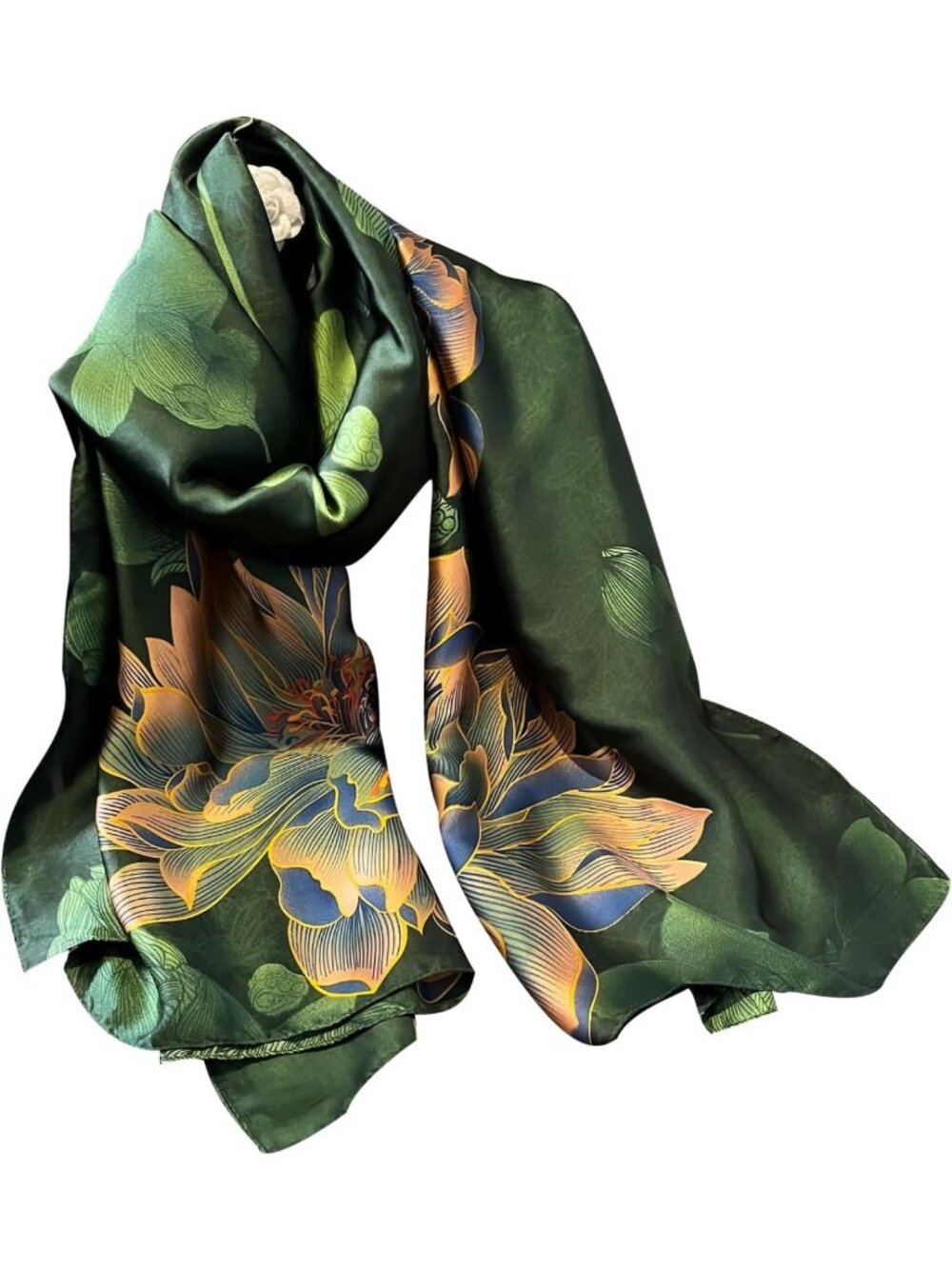 Luxury 100% Mulberry Silk Scarf - Long Lightweight Satin Wrap for Women